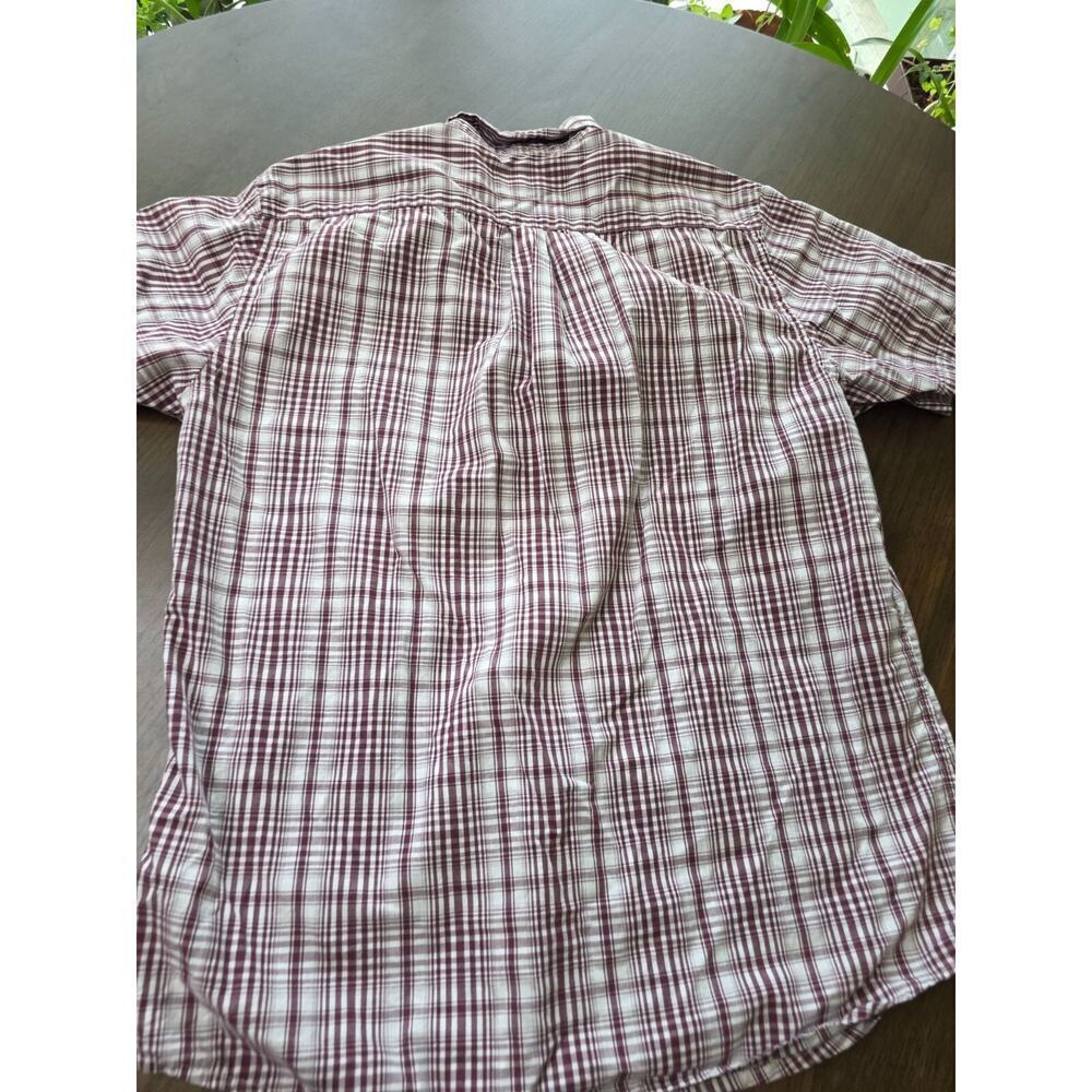 Mens‎ Dockers Short Sleeve Plaid Button-Up Shirt Maroon & White Size M - Picture 16 of 16